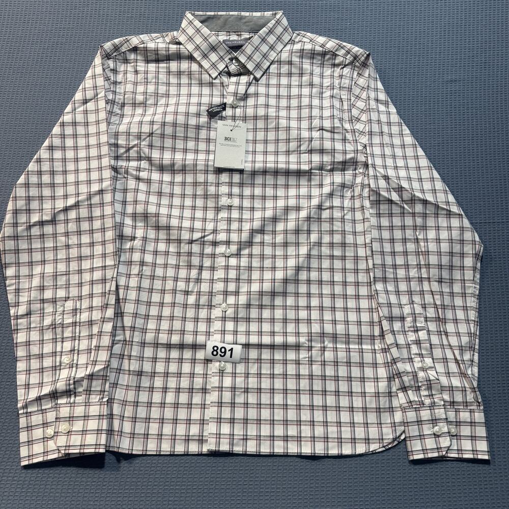 Van Heusen Men's Regular Fit Button Down Collar Dress Shirt Sz L Brand‎ New